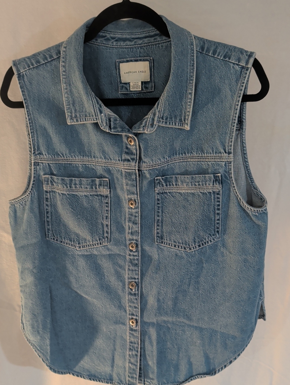American Eagle Outfitters Light Blue Sleeveless Denim Vest